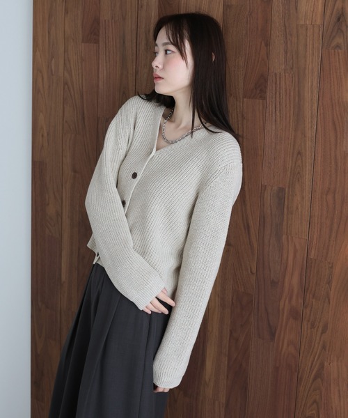 「J by blue」 ニットカーディガン MEDIUM ベージュ レディース_画像7