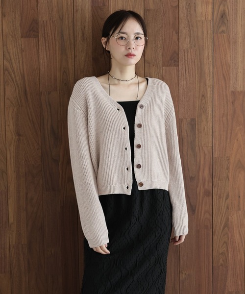 「J by blue」 ニットカーディガン MEDIUM ベージュ レディース_画像9