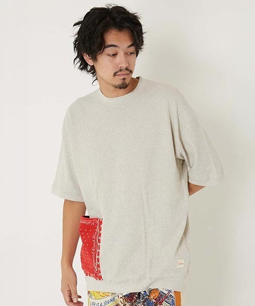 tシャツ ハニカムワッフル バンダナポケット ショートスリーブＴシャツ メンズ レディースの画像