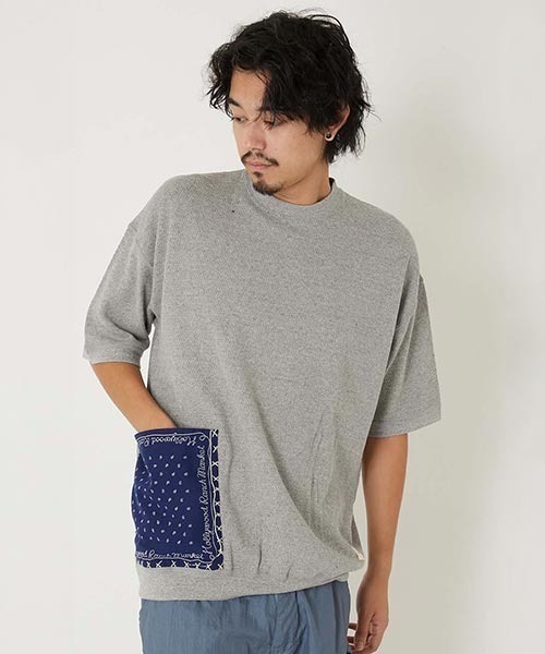 tシャツ ハニカムワッフル バンダナポケット ショートスリーブＴシャツ メンズ レディースの画像