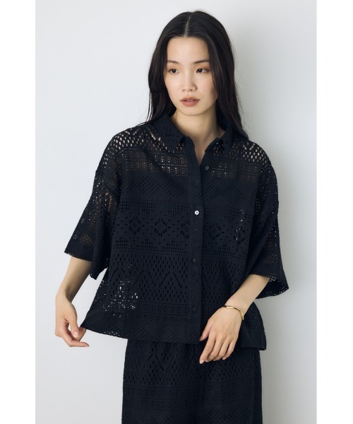 ブラウス シャツ 半袖 「着丈バリエ」レースハーフスリーブシャツ レディース | AZUL BY MOUSSY | 02