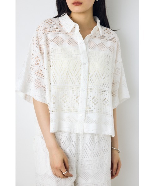 ブラウス シャツ 半袖 「着丈バリエ」レースハーフスリーブシャツ レディース | AZUL BY MOUSSY | 04