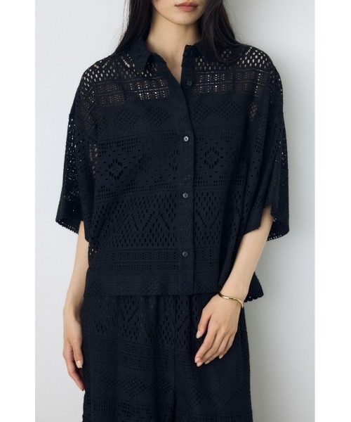 ブラウス シャツ 半袖 「着丈バリエ」レースハーフスリーブシャツ レディース | AZUL BY MOUSSY | 13