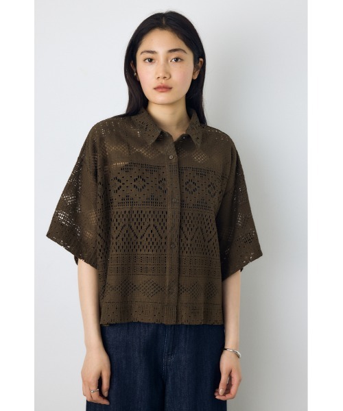 ブラウス シャツ 半袖 「着丈バリエ」レースハーフスリーブシャツ レディース | AZUL BY MOUSSY | 21