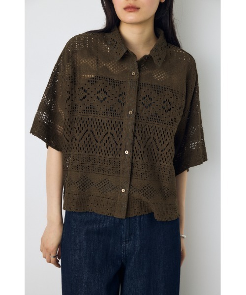 ブラウス シャツ 半袖 「着丈バリエ」レースハーフスリーブシャツ レディース | AZUL BY MOUSSY | 22