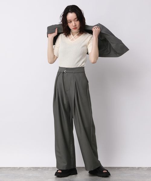 「JEANASIS」 スラックス FREE オフホワイト レディース_画像4
