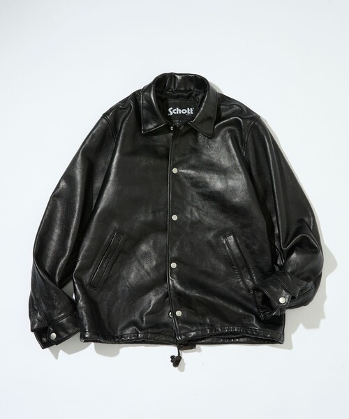 Schott レザーコーチジャケット シープスキン 羊革 ブラック Schott N.Y.C（ショット） 革ジャン ライダース Schott/ショット