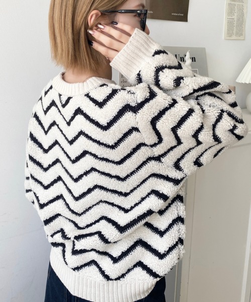 moment+ ニット セーター 「累計販売枚数1万枚突破！」6G ヘリンボーン
