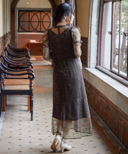 niana（ニアナ） ドレス パワーショルダーレース パーティードレス