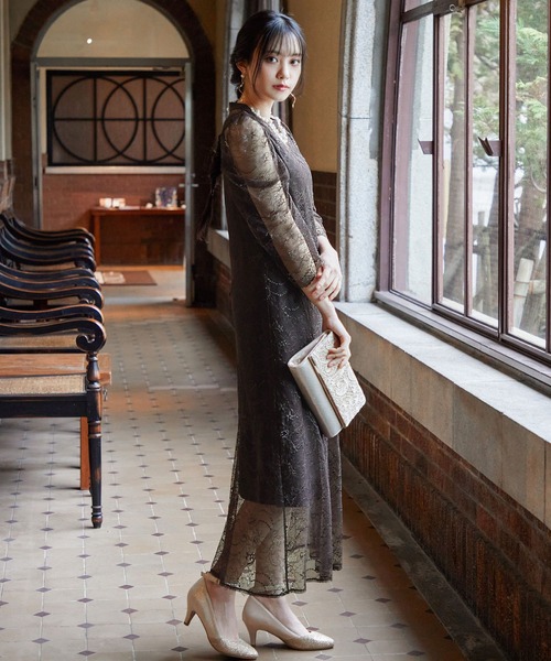 niana（ニアナ） ドレス パワーショルダーレース パーティードレス