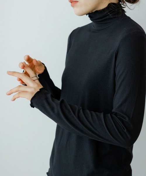 TRIANGLE PALETTE tシャツ 細リブタートルカットソー レディース