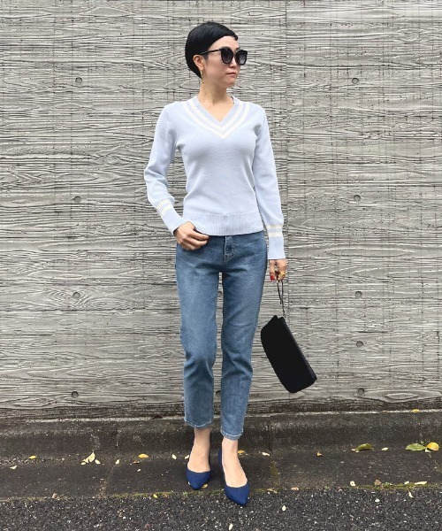 ニット セーター Vネック ラインニット レディース : ZOZOTOWN