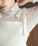 ブラウス シャツ ハイネックレースシアートップ...の詳細画像2