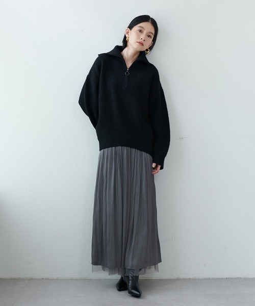 チュール×布帛リバーシブルスカート　ラルータ　L ブラック チュール×布帛リバーシブルスカートラルータL ブラック