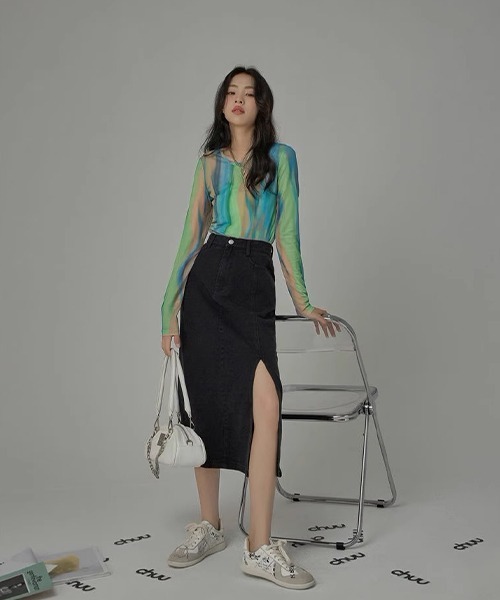 tシャツ グラデーションシアートップス レディース c.u.l tシャツ グラデーションシアートップス culw574