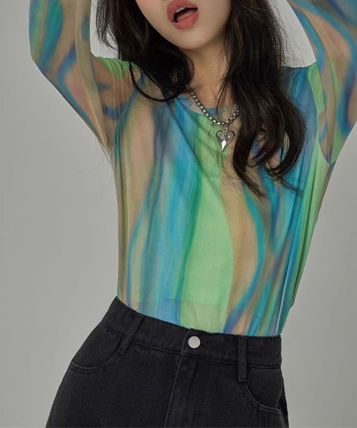 c.u.l tシャツ グラデーションシアートップス culw574