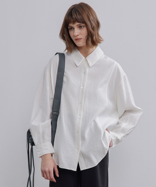 ブラウス シャツ 「ELOOPS」2WAY楊柳風ナローシャツ レディース ブラウス シャツ 「ELOOPS」2WAY楊柳風ナローシャツ レディース