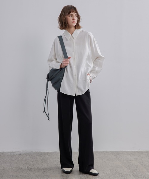 ブラウス シャツ 「ELOOPS」2WAY楊柳風ナローシャツ レディース ブラウス シャツ 「ELOOPS」2WAY楊柳風ナローシャツ レディース
