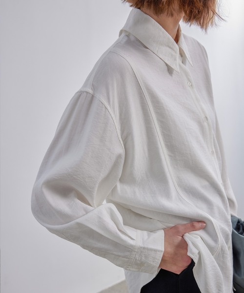 ブラウス シャツ 「ELOOPS」2WAY楊柳風ナローシャツ レディース ブラウス シャツ 「ELOOPS」2WAY楊柳風ナローシャツ レディース