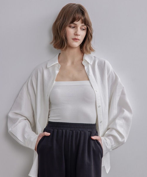 ブラウス シャツ 「ELOOPS」2WAY楊柳風ナローシャツ レディース ブラウス シャツ 「ELOOPS」2WAY楊柳風ナローシャツ レディース