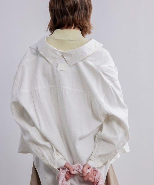 ブラウス シャツ 「ELOOPS」2WAY楊柳風ナローシャツ レディース
