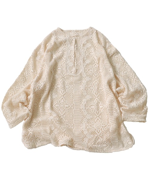 antiqua ブラウス シャツ メッシュレーストップス レディース