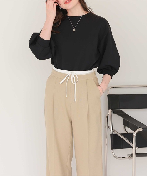 tシャツ タックスリーブカットソートップス レディース titivate tシャツ タックスリーブカットソートップス レディース
