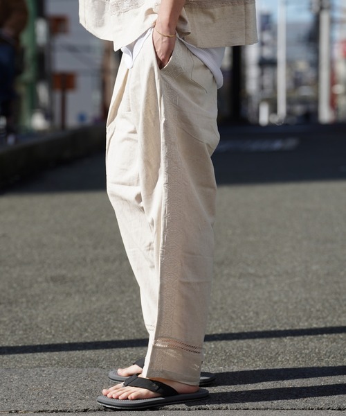 JACKROSE（ジャックローズ） パンツ JE-LINEN 刺繍 RACE TAPE LINE