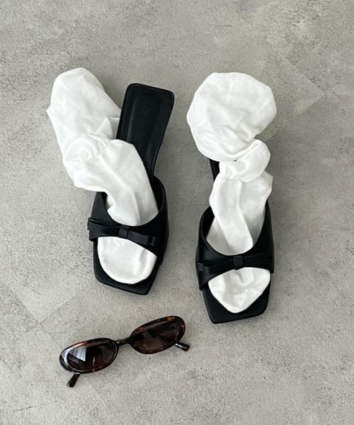 GIUNON サンダル square toe ribbon sandals / スクエアトゥ