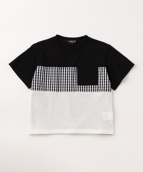 COMME CA ISM（コムサイズム） tシャツ ギンガムチェック使い 切替え