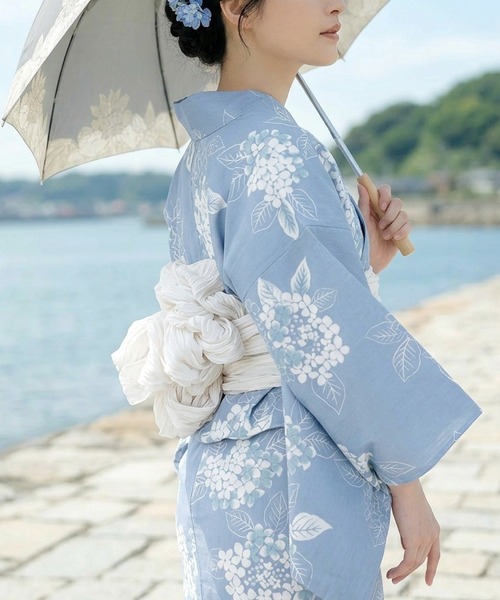 itto 甚平 浴衣 簡単！1人で着れる高級綿麻セパレート浴衣2点セット