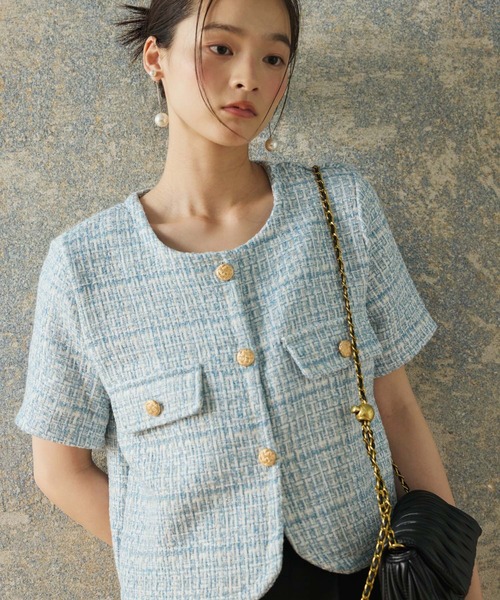 fifth ジャケット テーラードジャケット ツイードハーフスリーブ  