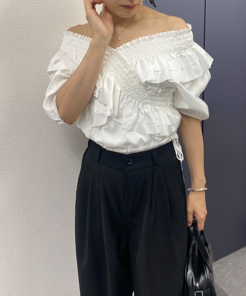 ブラウス シャツ クロスフリルデザインブラウス レディース : ZOZOTOWN  