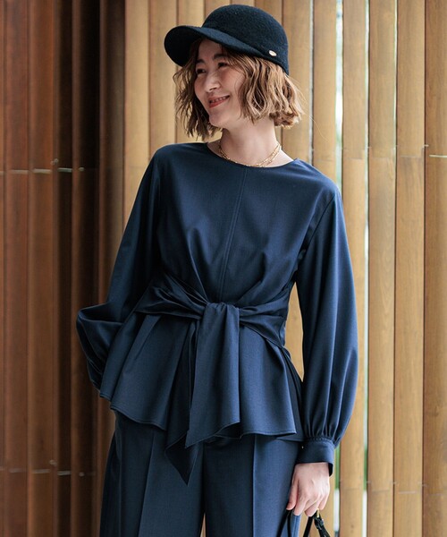 美品ペプラムトップス 23区 ブラウス シャツ 「CLASSY.10月号掲載/洗える」TWマット