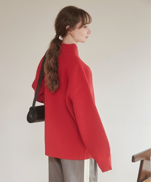 ANGIE カーディガン ハイネック ジップニットカーディガン レディース