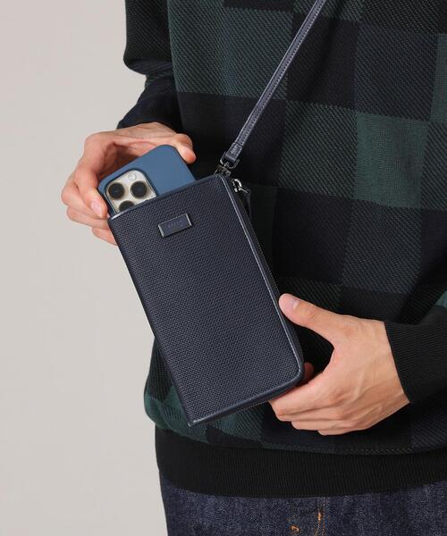 【未使用級】タケオキクチ ショルダーバッグ カラナビ スマホ収納ケース付 黒 TAKEO KIKUCHI ショルダーバッグ 「スマホ対応」メッシュコンビ