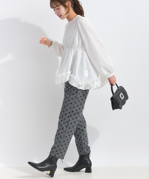 PICCIN PERLA ブラウス シャツ 裾フリルパフスリーブブラウス