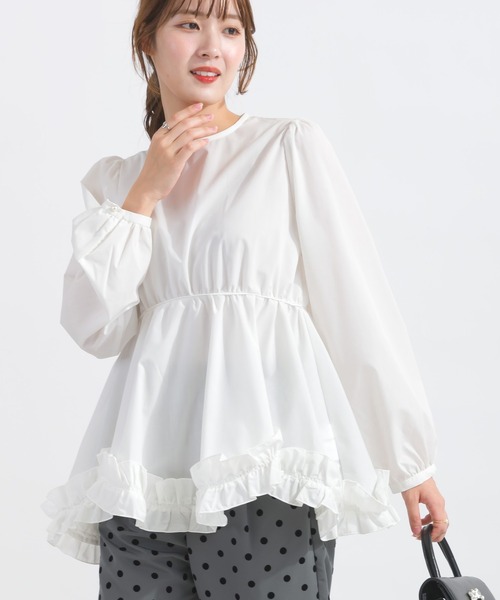 PICCIN PERLA ブラウス シャツ 裾フリルパフスリーブブラウス