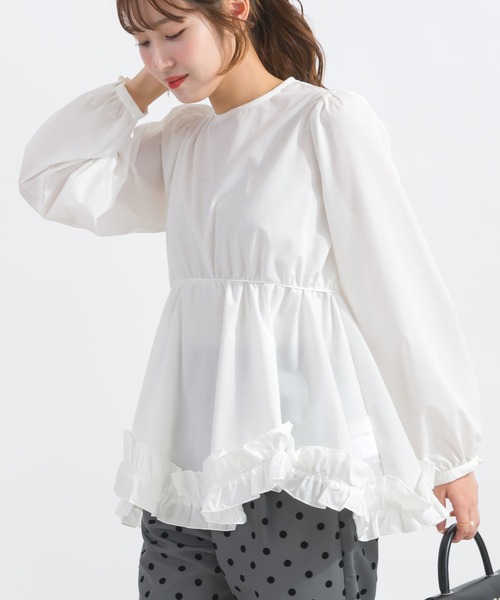 PICCIN PERLA ブラウス シャツ 裾フリルパフスリーブブラウス