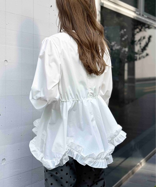 PICCIN PERLA ブラウス シャツ 裾フリルパフスリーブブラウス