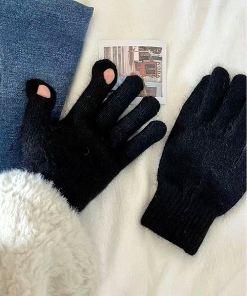 lit.Cy（リットシー） 手袋 スマホ対応 モヘアタッチ ショート 手袋