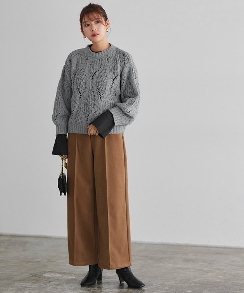 Pierrot（ピエロ） ニット セーター ケーブル透かし編みニット