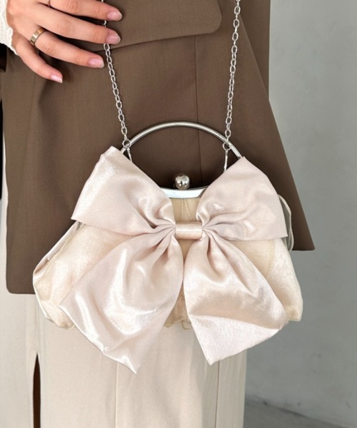 クラッチバッグ パーティーバッグ リボンモチーフ2WAYバッグ