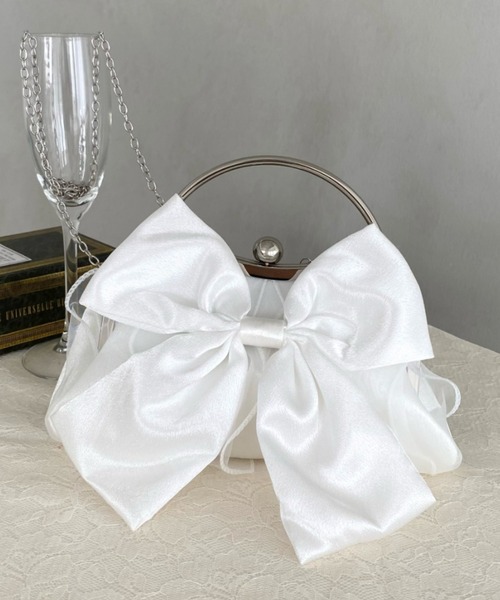 クラッチバッグ パーティーバッグ リボンモチーフ2WAYバッグ