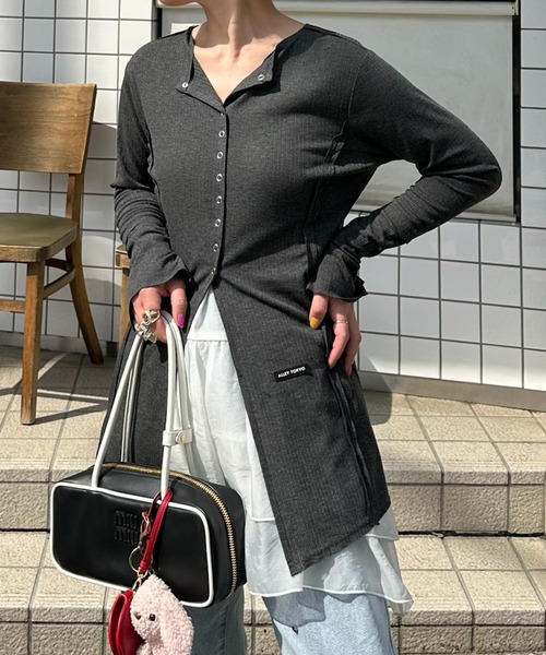 Alley Tokyo カーディガン アーガイル柄のふさふさBIGカーデ