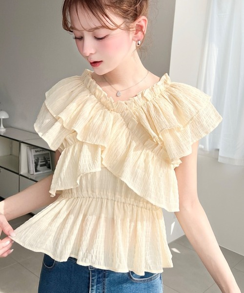 エムズグレイシー♡ボリュームスリーブカットソー♡袖フリル♡袖コンシャス♡ ボリュームスリーブカットソー | msgracy