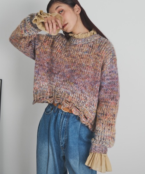 ニット セーター ラメニットプルオーバー レディース Loungedress ニット セーター ラメニットプルオーバー