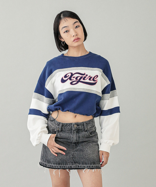 トレーナー スウェット CHEERFUL LOGO CROPPED SWEAT TOP レディース