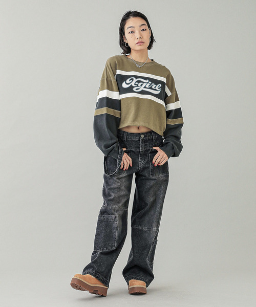 X-girl トレーナー スウェット CHEERFUL LOGO CROPPED SWEAT TOP