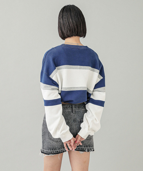 トレーナー スウェット CHEERFUL LOGO CROPPED SWEAT TOP レディース セール】CHEERFUL LOGO CROPPED SWEAT TOP（スウェット）｜X